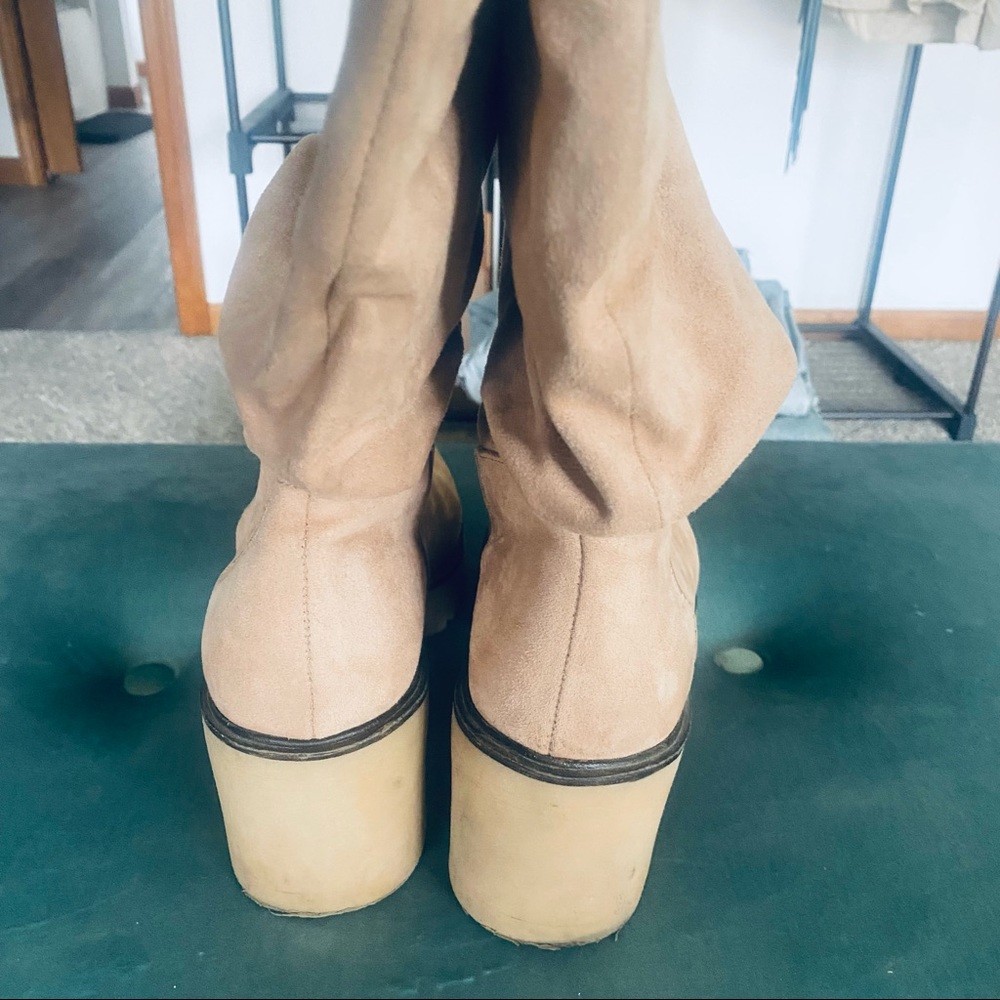 Boutique tan faux suede mid calf slouchy boots - Picture 10 of 13